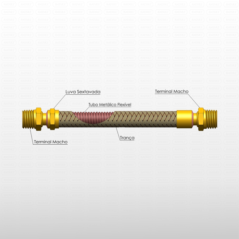 Tubo Metálico Flexível 3/4" Macho Fixo/Macho Fixo