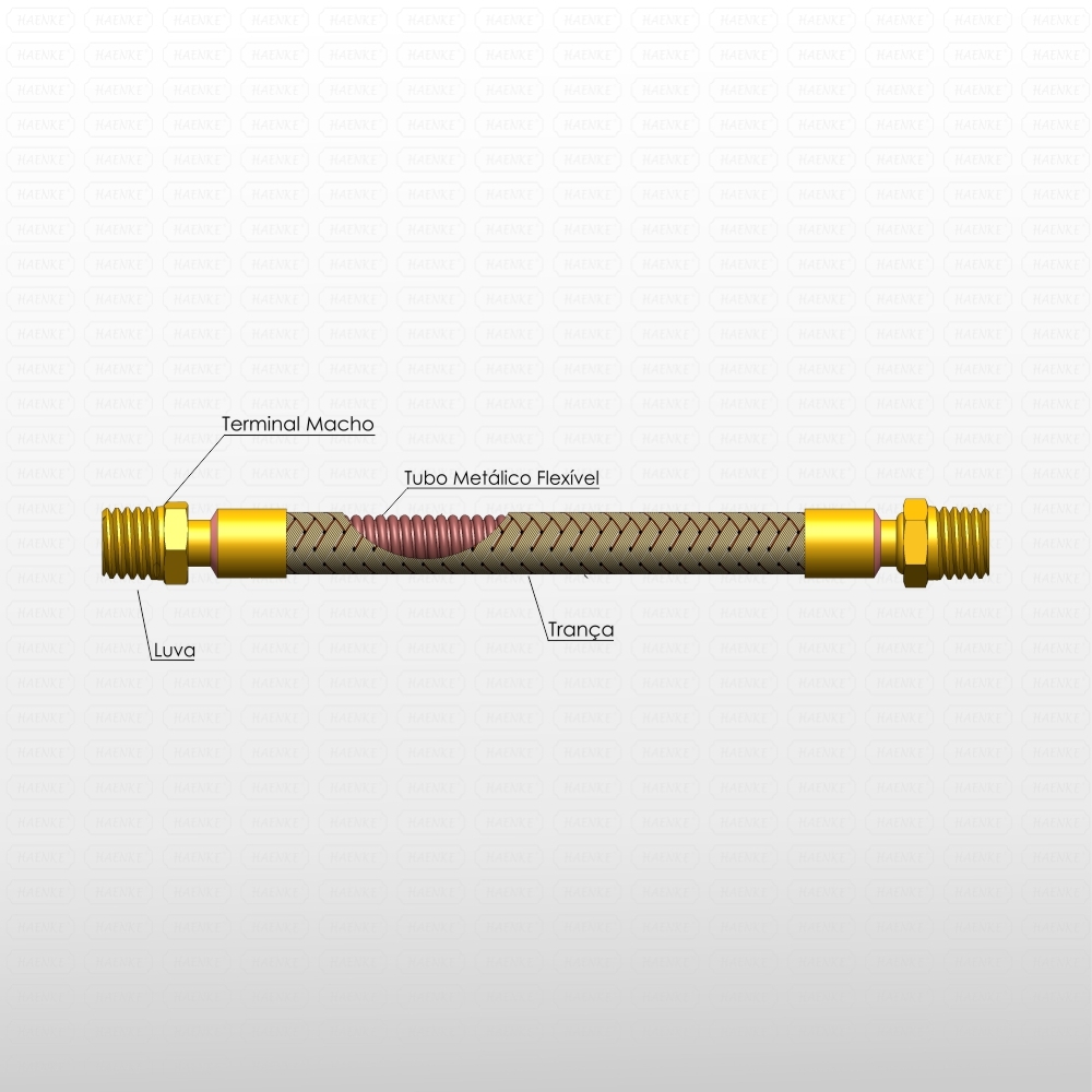 Tubo metálico flexível 1/2" macho rotativo/macho fixo