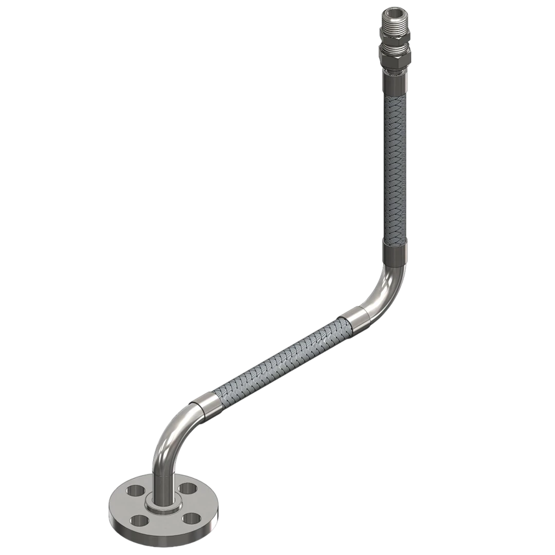 Tubo Metálico Flexível montado em 90 graus